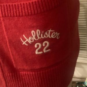 Hollister Size XS Button Up 2 Front Pockets Long Sleeve Sweater Bright Red color